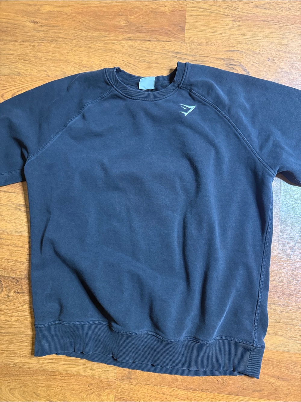 Gymshark Black Crewneck Short-Sleeve Sweatshirt with Small Logo